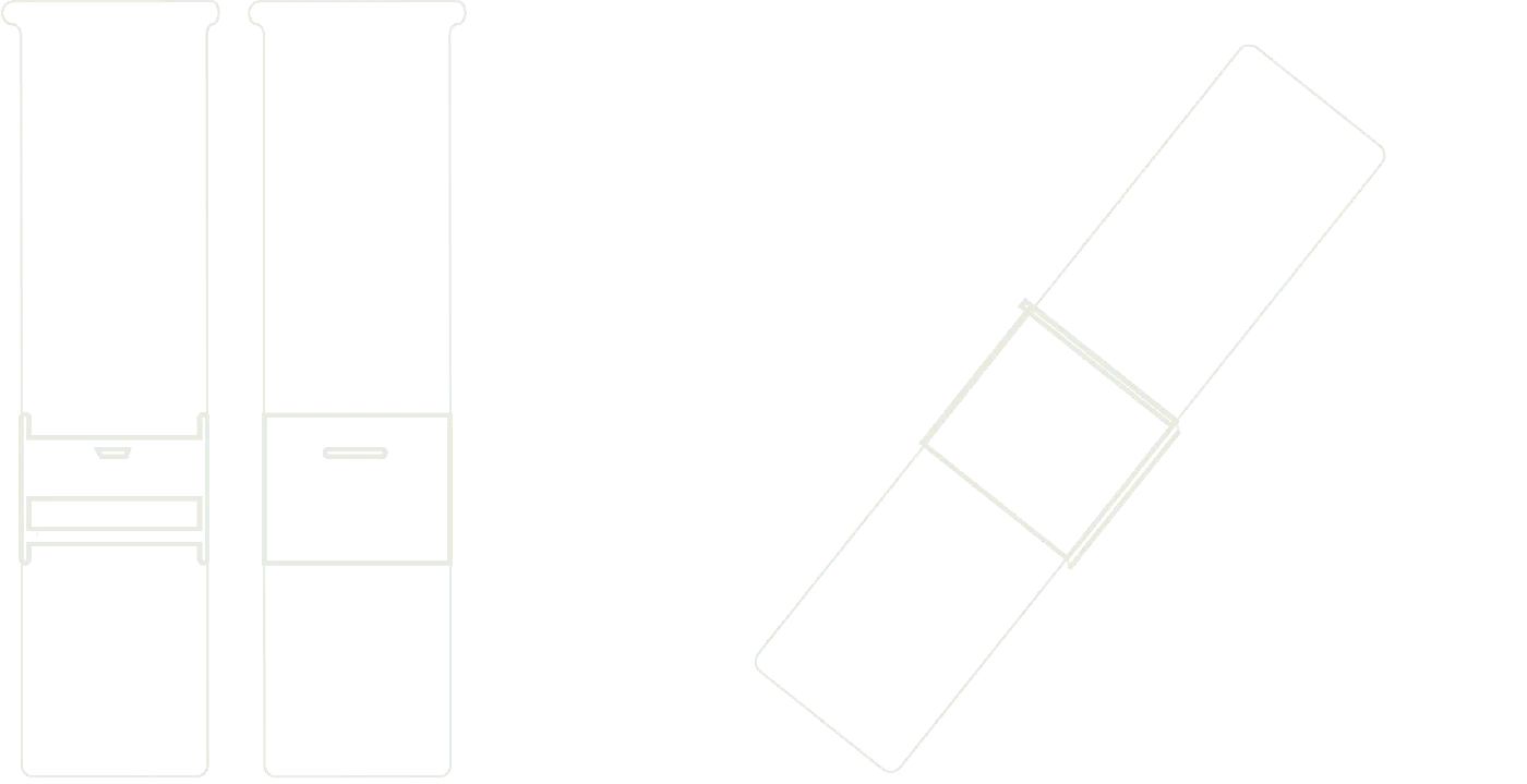 Line drawings of the clip-on module on the mesh strap