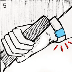 5. The device detects a cardiac event and sounds its alarm