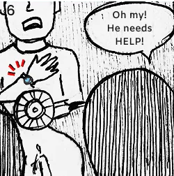 6. A bystander hears the voice alert: Oh my! He needs help!