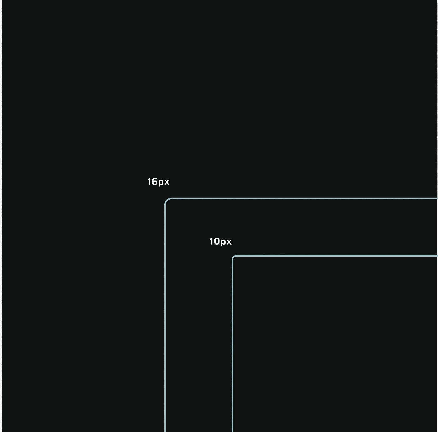 Corner radius scale: 16px and 10px